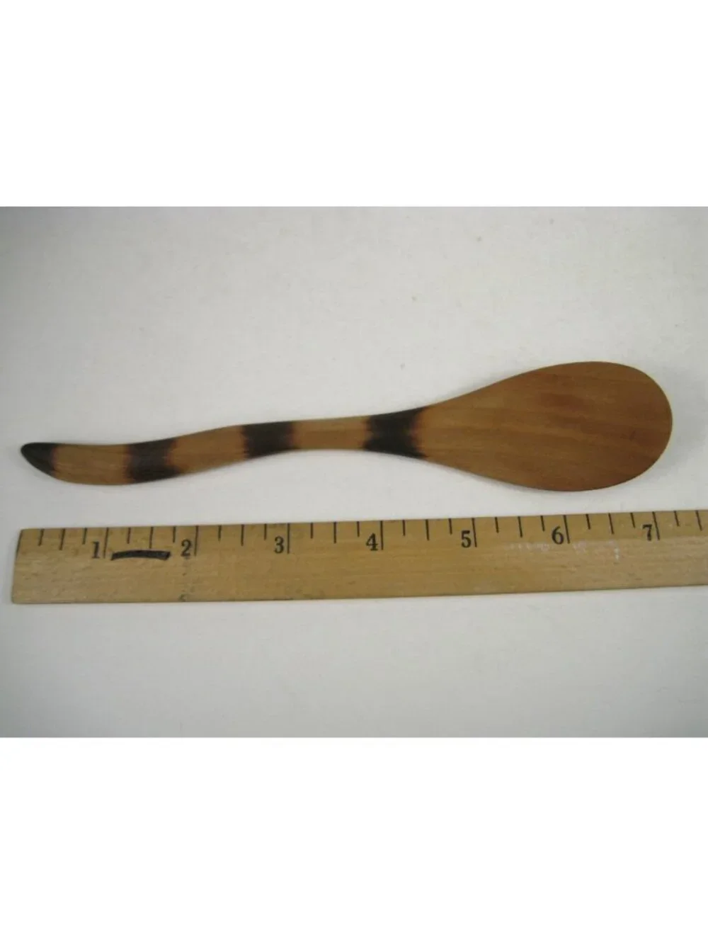Handcrafted Wooden Spoon Burned Stripe Natural Finish Kitchen Tool Utensil 7 in
